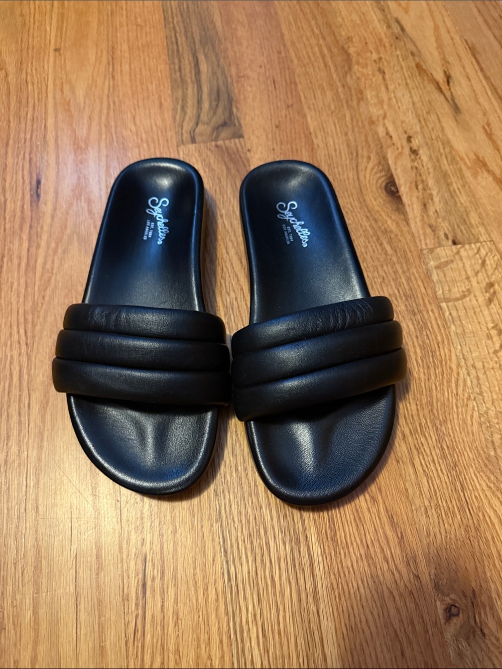 Seychelles Black Triple-Pad Slide Sandals NIB